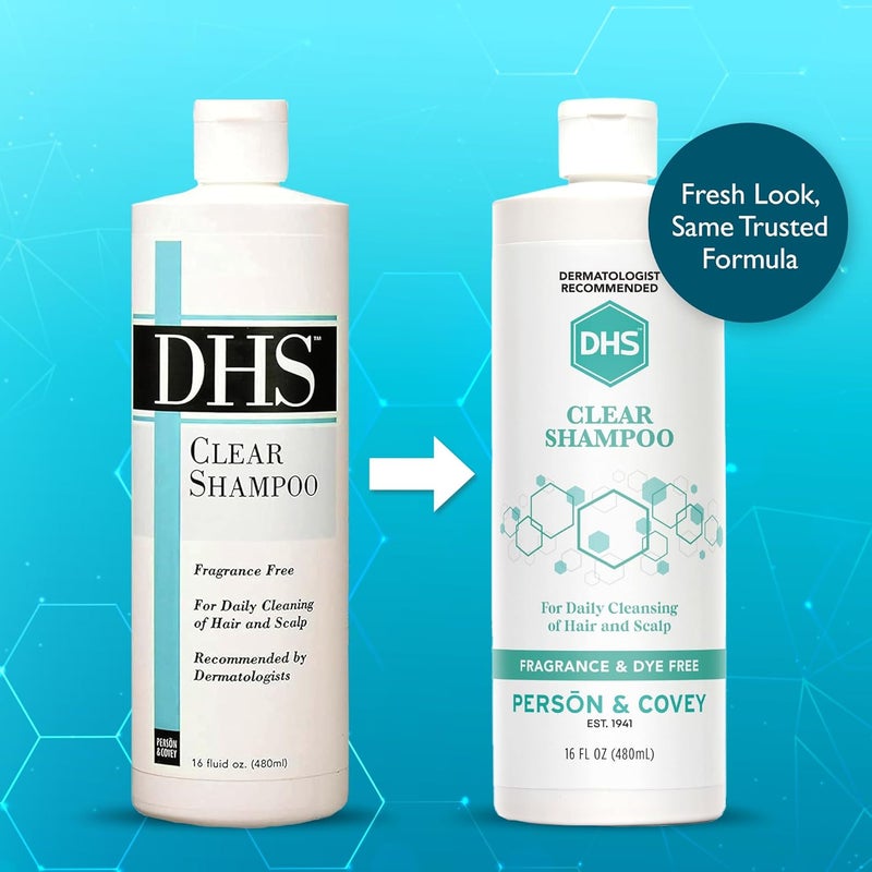DHS Clear Shampoo 16 Oz - Gentle Fragrance and Dye Free Daily Cleanser for Hair and Scalp - Image 2
